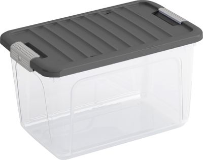 Box KIS W S, 15L, transparent, 25x38x23 cm, with grey lid