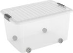 Box KIS W Box L, 50L, transparent, 39x59x32 cm, with lid and wheels