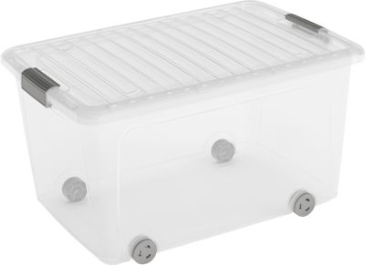Box KIS W Box L, 50L, transparent, 39x59x32 cm, with lid and wheels