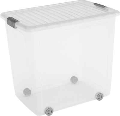 Box KIS W Box XL with lid, 78 liters, transparent, 39x57x52 cm, storage, with wheels