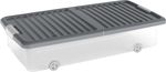 Box fedővel KIS W Box Underbed L, 35 liter, átlátszó, 39x79x17 cm, kerekekkel