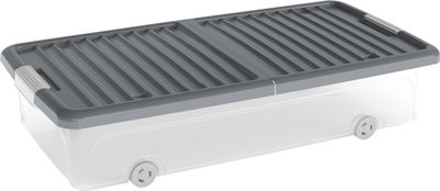 Box KIS W Box Underbed L, 35L, transparent, 39x79x17 cm, with grey lid and wheels