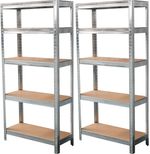 Regál Racks, kovový, MDF, 5 políc, 1800x900x300 mm, bal. 2ks