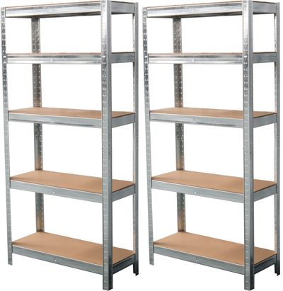 Regál Racks, kovový, MDF, 5 políc, 1800x900x300 mm, bal. 2ks