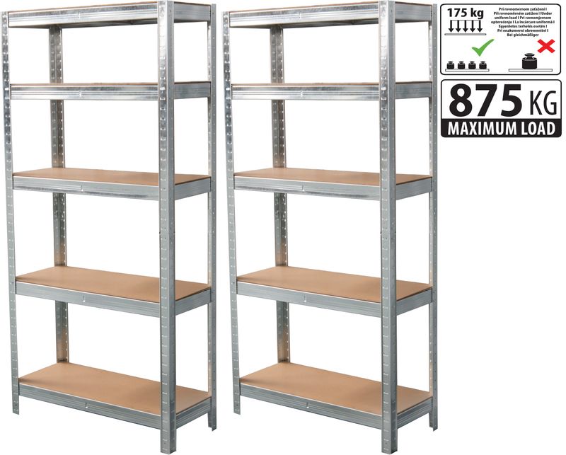 Regaly Amazon Regál Racks, kovový, MDF, 5 políc, 1800x900x300 mm, bal. 2ks - Kovové ...