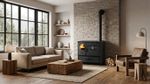 Stove 7040 URUS, 9.0 kW, black, right outlet