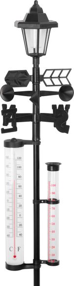 Weather station SWS29, 158 cm, garden rain gauge, thermometer, solar lamp, wind direction