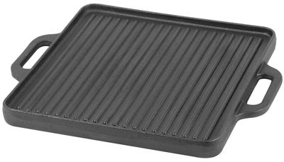 Lap grillezésre PerfectHome GL3, 33x33 cm, öntöttvas, négyzet alakú, sima / csíkos