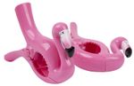Clips, for beach towels, 13x9x3cm, 2 pcs, flamingos