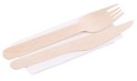 Príbor MagicHome Woodline ECO, drevený, nôž, vidlička, servítka, 100% Natural
