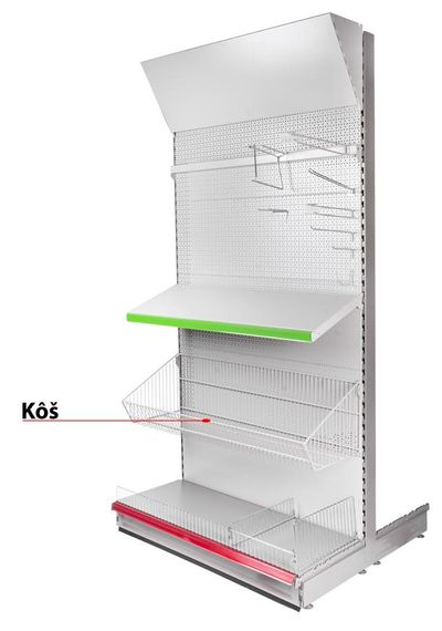 Kosár Racks H14, 665x400x200 mm, drótból, függeszthető, polchoz *S*