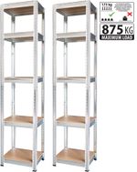 Racks polc, fém, MDF, 5 polc, 1800x400x400 mm, csomag 2db