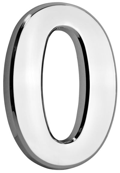 House Number MagicHome "0", with adhesive tape, silver, 70x100 mm, ABS
