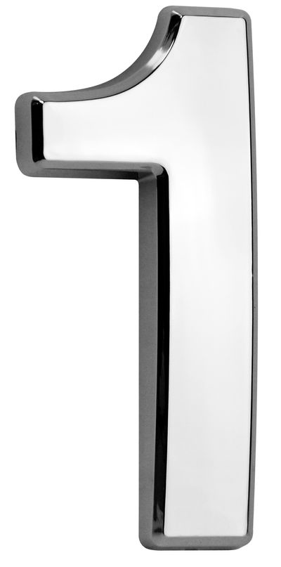 House Number MagicHome "1", with adhesive tape, silver, 70x100 mm, ABS