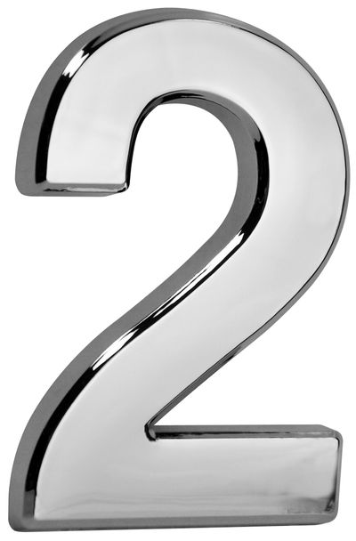 House Number MagicHome "2", with adhesive tape, silver, 70x100 mm, ABS