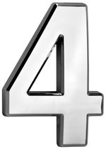 House number MagicHome "4", with adhesive tape, silver, descriptive, 70x100 mm, ABS