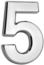 House number MagicHome "5", with adhesive tape, silver, descriptive, 70x100 mm, ABS