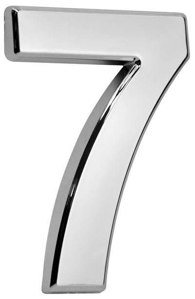 House Number MagicHome "7", with adhesive tape, silver, 70x100 mm, ABS