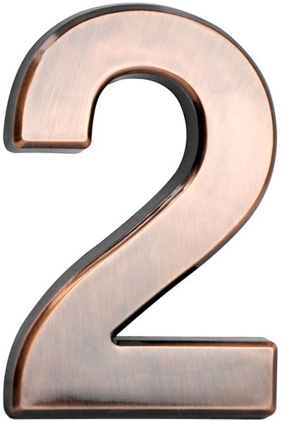 House Number MagicHome "2", with adhesive tape, bronze, 70x100 mm, ABS