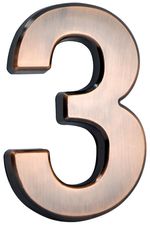 House number MagicHome "3", with adhesive tape, bronze, descriptive, 70x100 mm, ABS