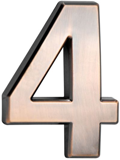 House Number MagicHome "4", with adhesive tape, bronze, 70x100 mm, ABS