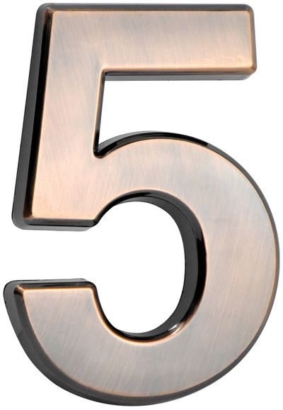 House Number MagicHome "5", with adhesive tape, bronze, 70x100 mm, ABS
