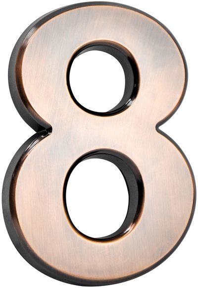 House Number MagicHome "8", with adhesive tape, bronze, 70x100 mm, ABS