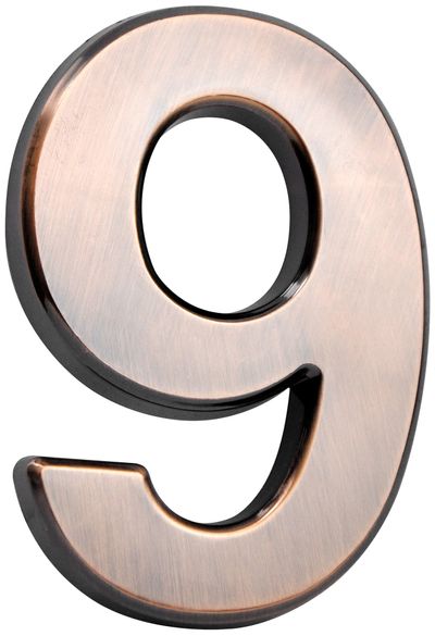 House Number MagicHome "9", with adhesive tape, bronze, 70x100 mm, ABS