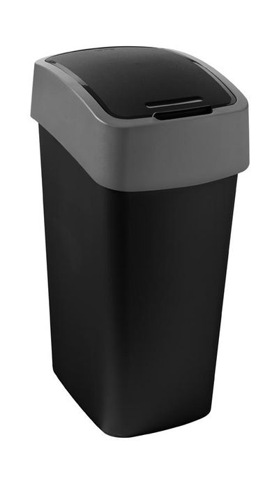 Szemetes Curver® PACIFIC FLIP BIN, 45 literes, 37.6x29.4x65.3 cm, fekete/szürke