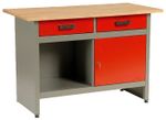 Stôl 1 US, pracovný, oceľový plech, 2x zásuvka, 1215 x 615 x 800 mm