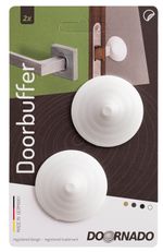 Door handle stop DOORBUFFER, self-adhesive, wall stop, plastic, white, pack of 2 pcs