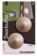 Kilincsütköző DOORBUFFER, öntapadós, falra szerelhető ütköző, műanyag, ajtóhoz, bézs, csomag. 2 db