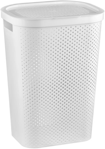 Kôš Curver® INFINITY DOTS 60L, biely, 35x44x60 cm, na bielizeň, prádlo