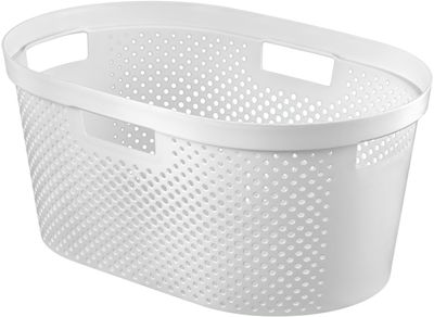 Kôš Curver® INFINITY DOTS 40L, biely, 39x59x27 cm, na bielizeň, prádlo