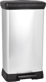 Szemetes Curver® DECO PEDAL BIN, 50 literes, 39x29x73 cm, fekete/ezüst, pedállal