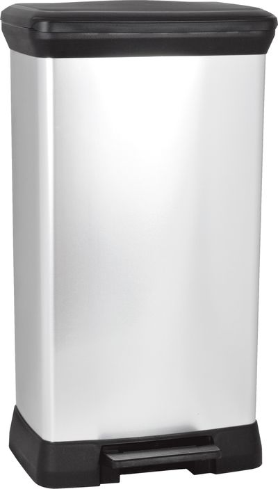 Szemetes Curver® DECO PEDAL BIN, 50 liter, 39x29x73 cm, fekete/ezüst, pedálos
