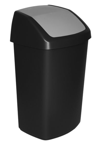 Trash bin Curver® SWING BIN, 50L, 34x40,6x66,8 cm, black/grey