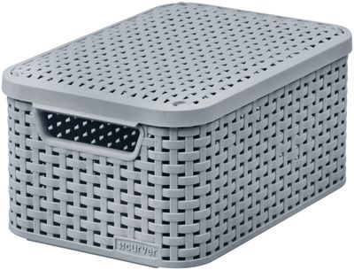 Basket Curver® STYLE S, grey, 19,8x29,1x14,2 cm, with lid