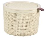 Kosár Curver® JUTE ROUND, 2 literes, bézs, fedéllel, 17x13 cm