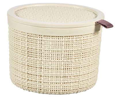 Basket Curver® JUTE ROUND, 2L, beige, 17x13 cm, with lid