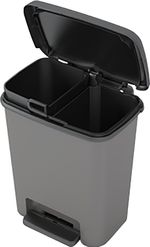 Szemetes KIS Compatta recycling, 2x 11 literes, fekete/szürke, 28x38x43 cm, pedállal