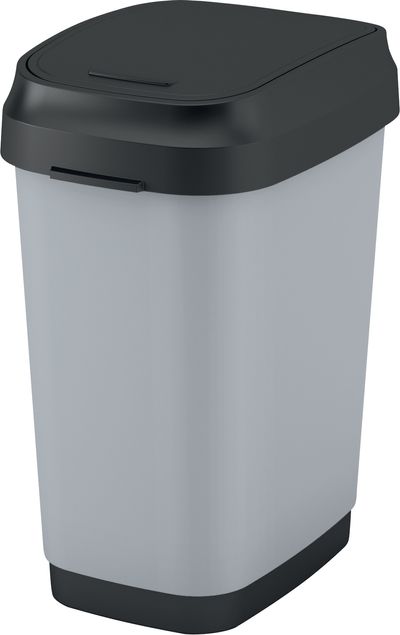 Kosár KIS Dual Swing Style M Steel, 25 literes, szürke, 37,5x26x48,5 cm, hulladékhoz
