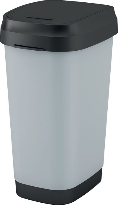 Kosár KIS Dual Swing Style L Steel, 50 literes, szürke, 42x30,5x60 cm, hulladékhoz