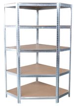 Shelf Racks RAT80, corner, metal, MDF, 5 shelves, 180x90x40 cm, max. 150 kg/shelf