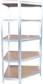 Shelf Racks RAT80, corner, metal, MDF, 5 shelves, 180x90x40 cm, max. 150 kg/shelf