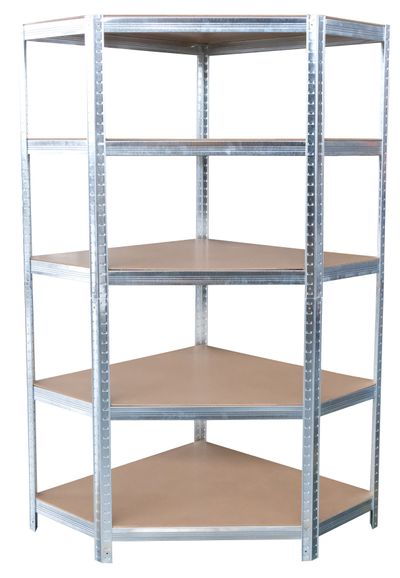 Polc Racks RAT80, sarokba, sarok, fém, MDF, 5 polcos, 180x90x40 cm, max. 150 kg/polc