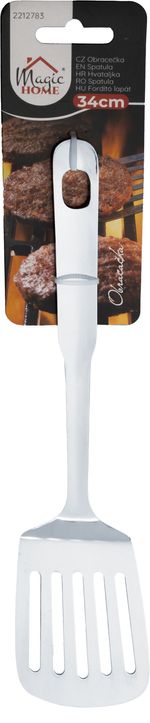 Fordítólapát MagicHome, konyhai, rozsdamentes acél, lyukakkal, 34 cm