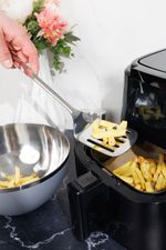 Fordítólapát MagicHome, konyhai, rozsdamentes acél, lyukakkal, 34 cm