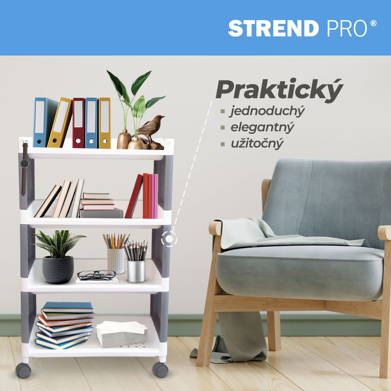 Regaly Amazon Regál MagicHome Rolly, plastový, 4 police, 49x29x75,5 cm, na kolieskach ...