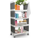 Polc MagicHome Rolly, műanyag, 5 polcos, 49x29x97 cm, görgős